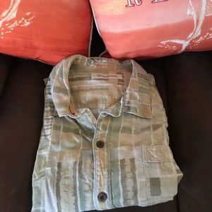Tommy Bahama, Green (Checkered), Short Sleeve, XLX